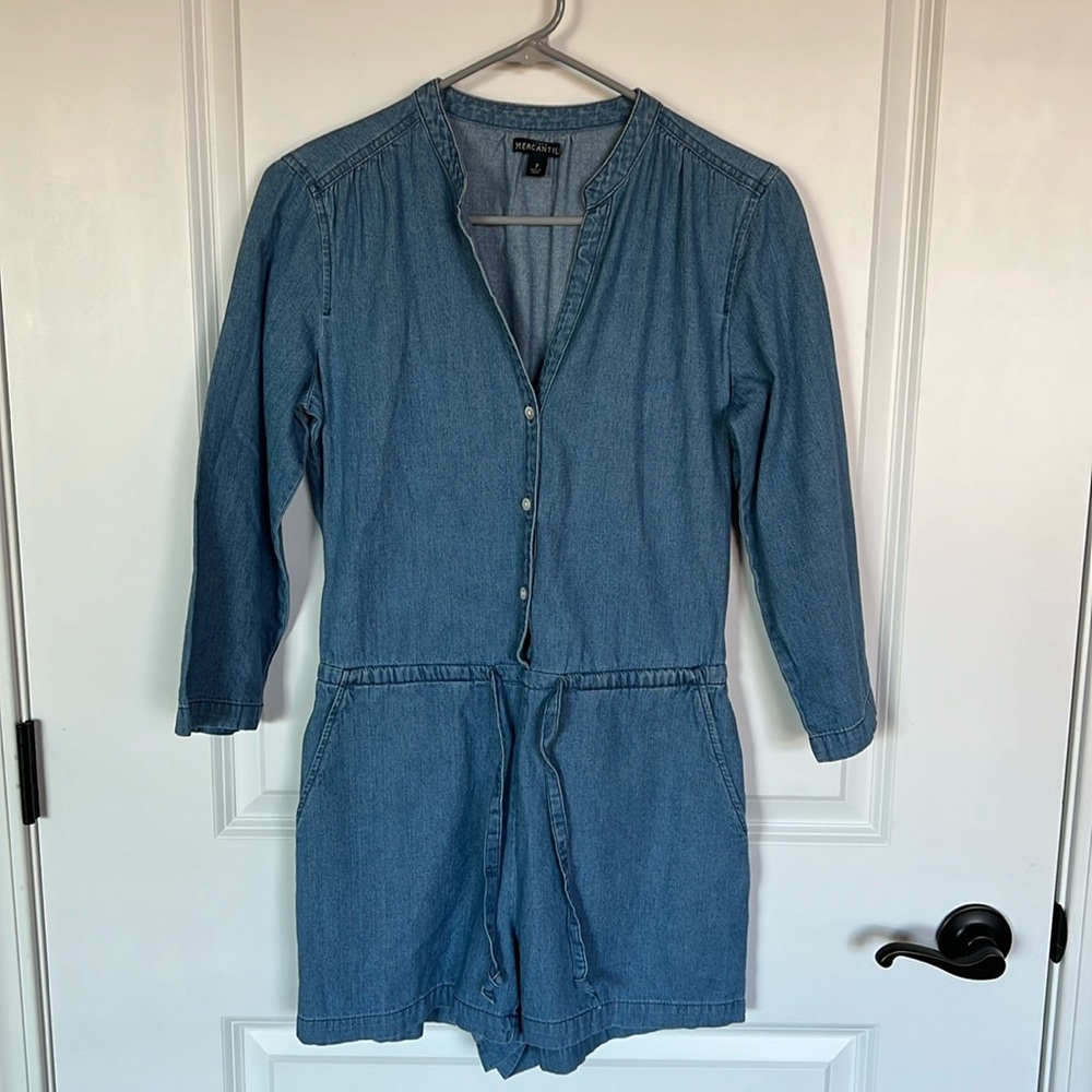 J.Crew Mercantile 3/4 Sleeve Denim Romper.